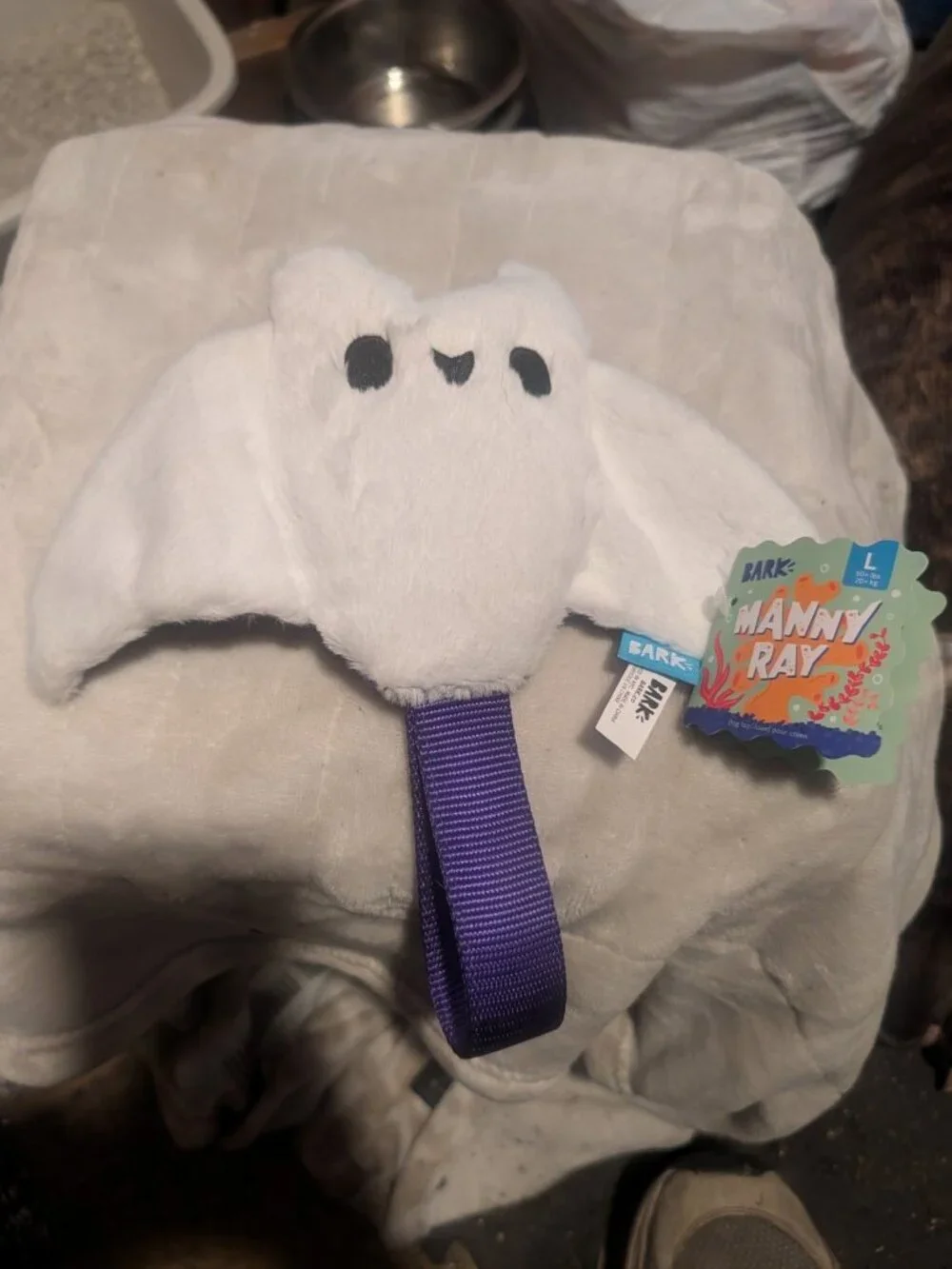 BarkBox Manny Ray Manta Ray Dog Toy With Nylon Tug Large (50+ Lbs) NEW!!